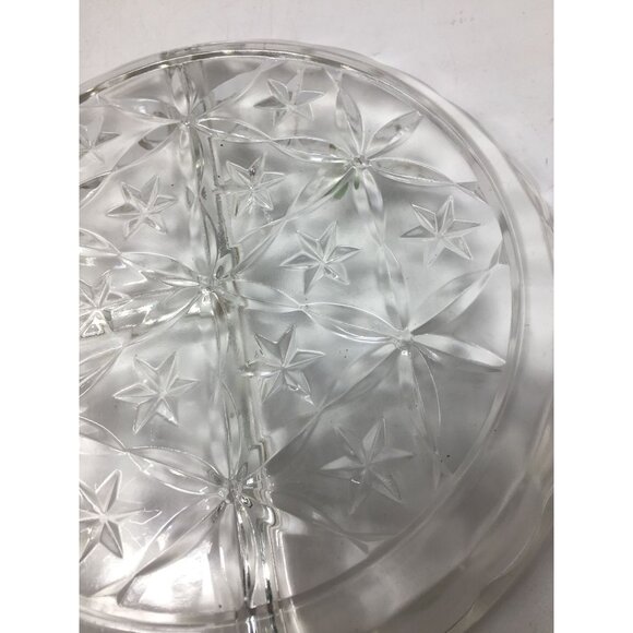 Vintage Six Point Star Etched Divided Glass Relish/Candy Dish - Picture 3 of 4
